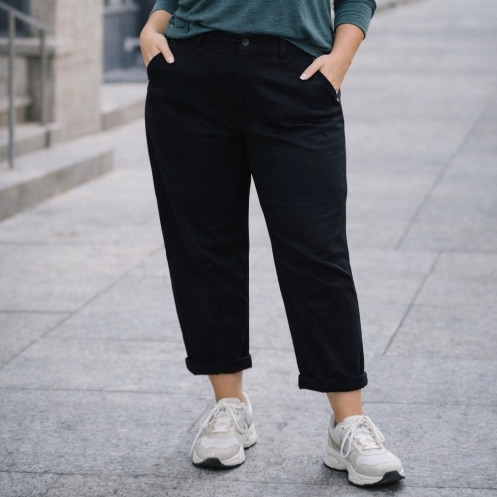 New LOFT Tapered Leg Black Trouser Pants Size 16